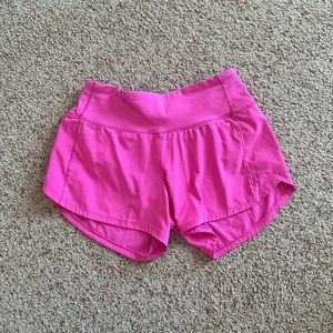 Lululemon Speed Up
Mid- Rise Lined
Short 4" Sonic Pink in size 2